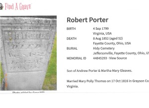 Porter, Robert, grave, 1852, Fayette, Ohio 001